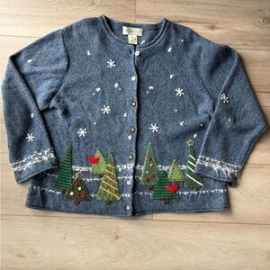 Susan Bristol Holiday Xmas Cardigan XL – Cottage Winter Sweater Embroidered VTG